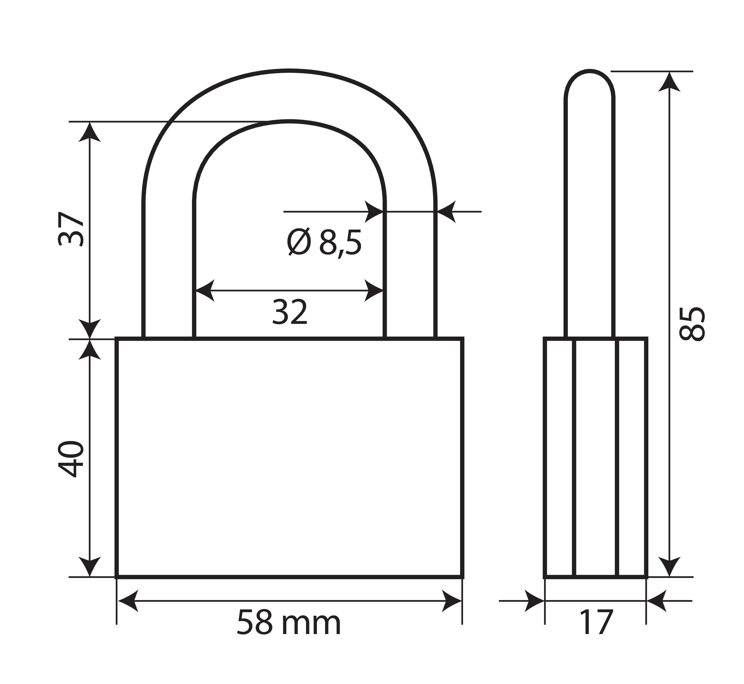 Standard, lucchetto in ottone - 60 mm - immagine 3