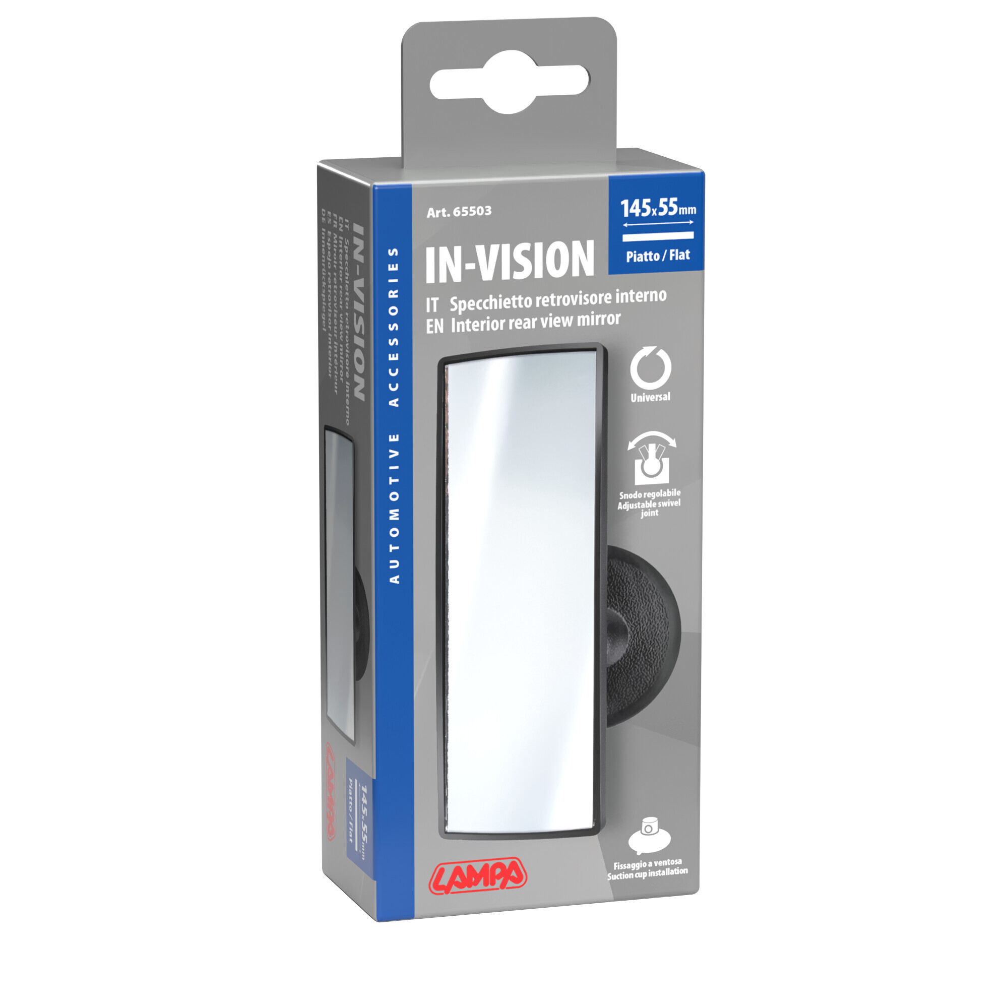 Specchietto retrovisore piano con ventosa - 145x55 mm - immagine 2