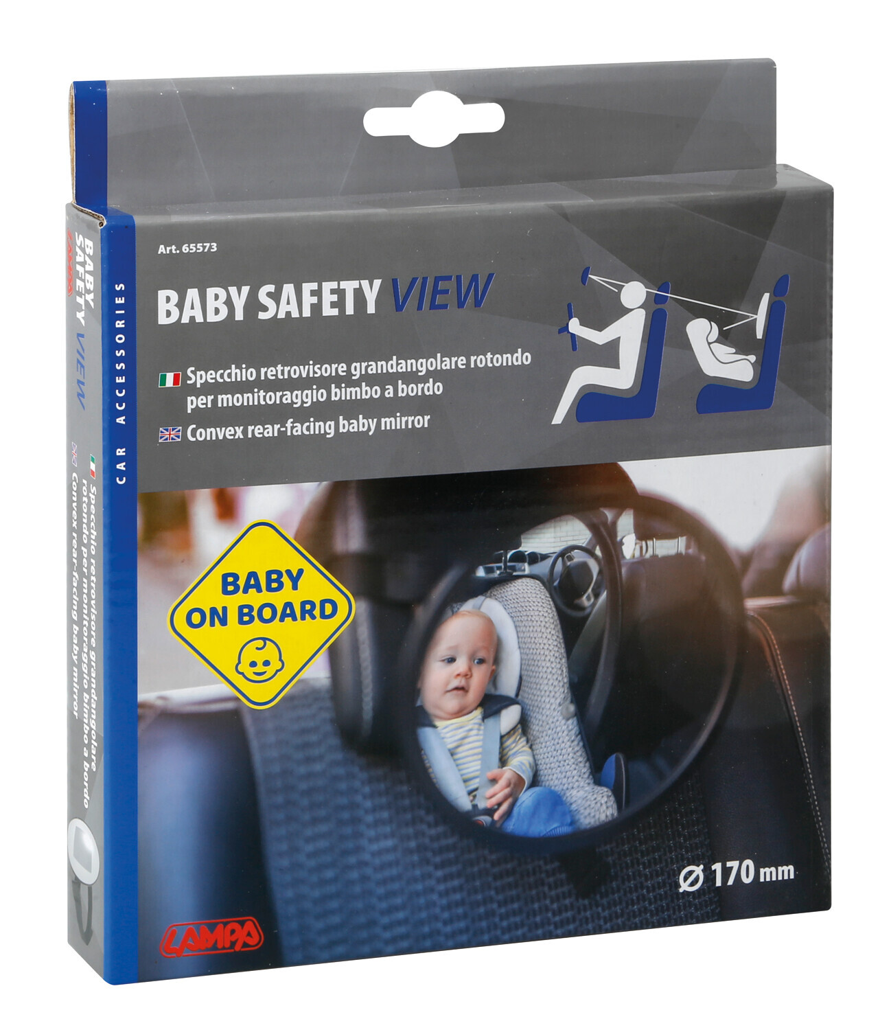 Baby Safety View, specchio retrovisore grandangolare rotondo per monitoraggio bimbo a bordo - immagine 2
