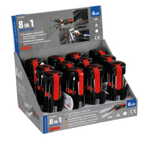 Multi-Use 8 in 1, set giraviti con torcia a Led - Display 12 pz