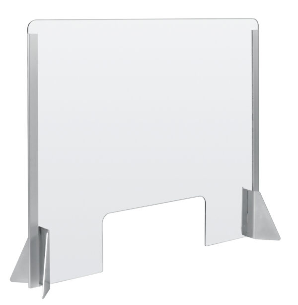 Schermo protettivo parafiato con feritoia per banconi e scrivanie - 660x560 mm