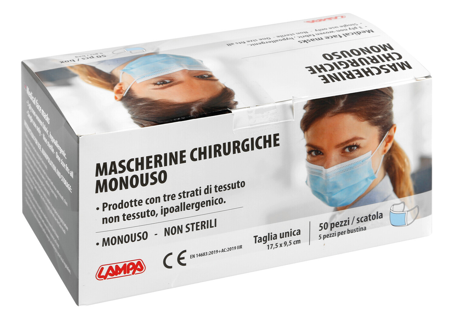 Mascherine chirurgiche monouso, confezione da 5 pz - Confezione da 10 pezzi - immagine 3