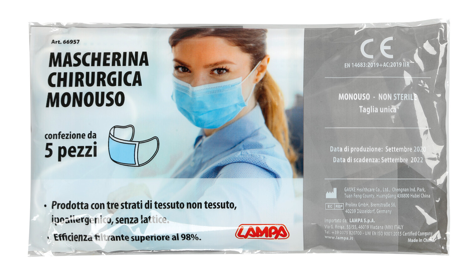 Mascherine chirurgiche monouso, confezione da 5 pz - Confezione da 10 pezzi - immagine 4