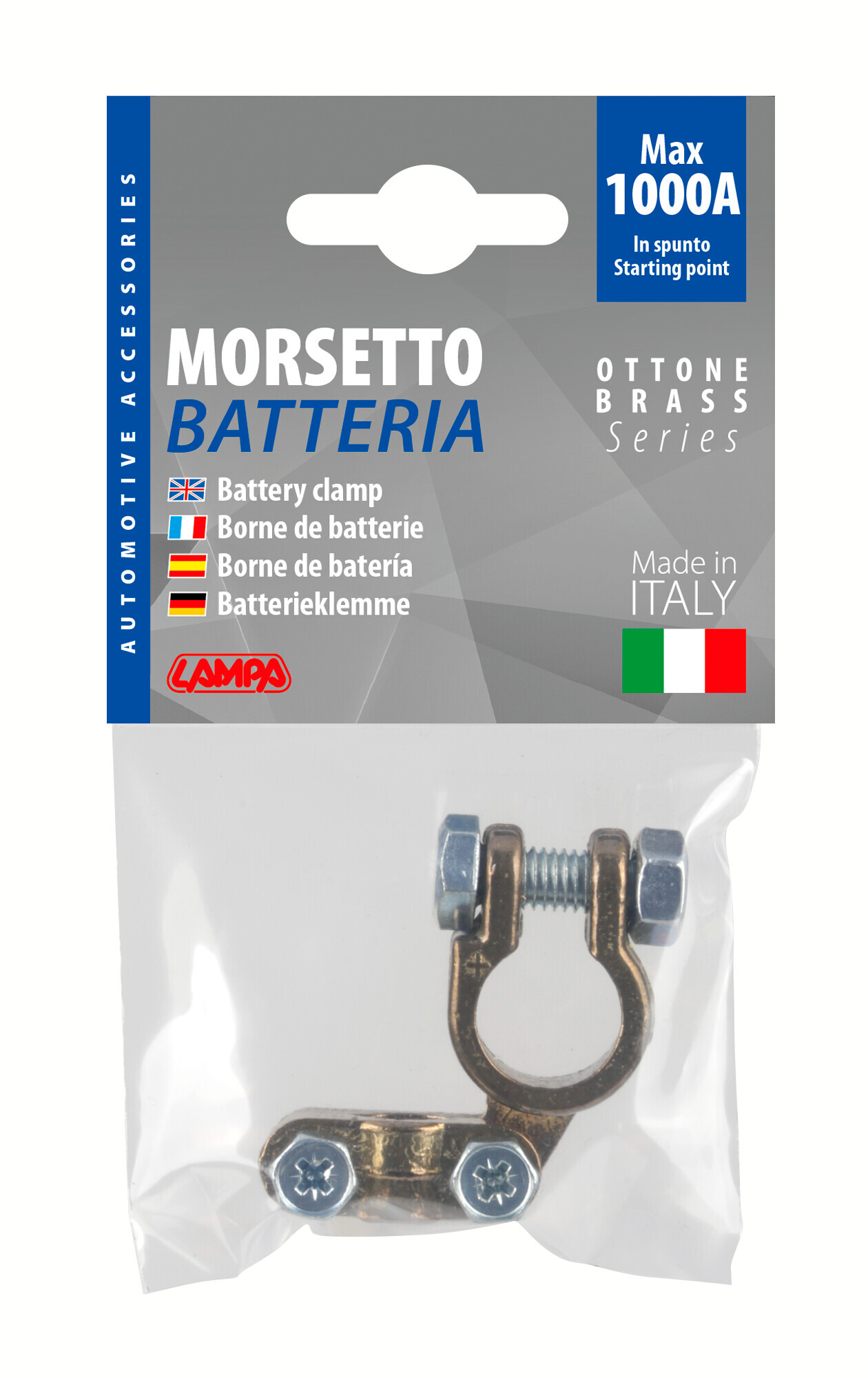 Morsetto batteria rinforzato; fissaggio cavo a piastrina - max cavo Ø 35 mm² - Polo positivo - immagine 2