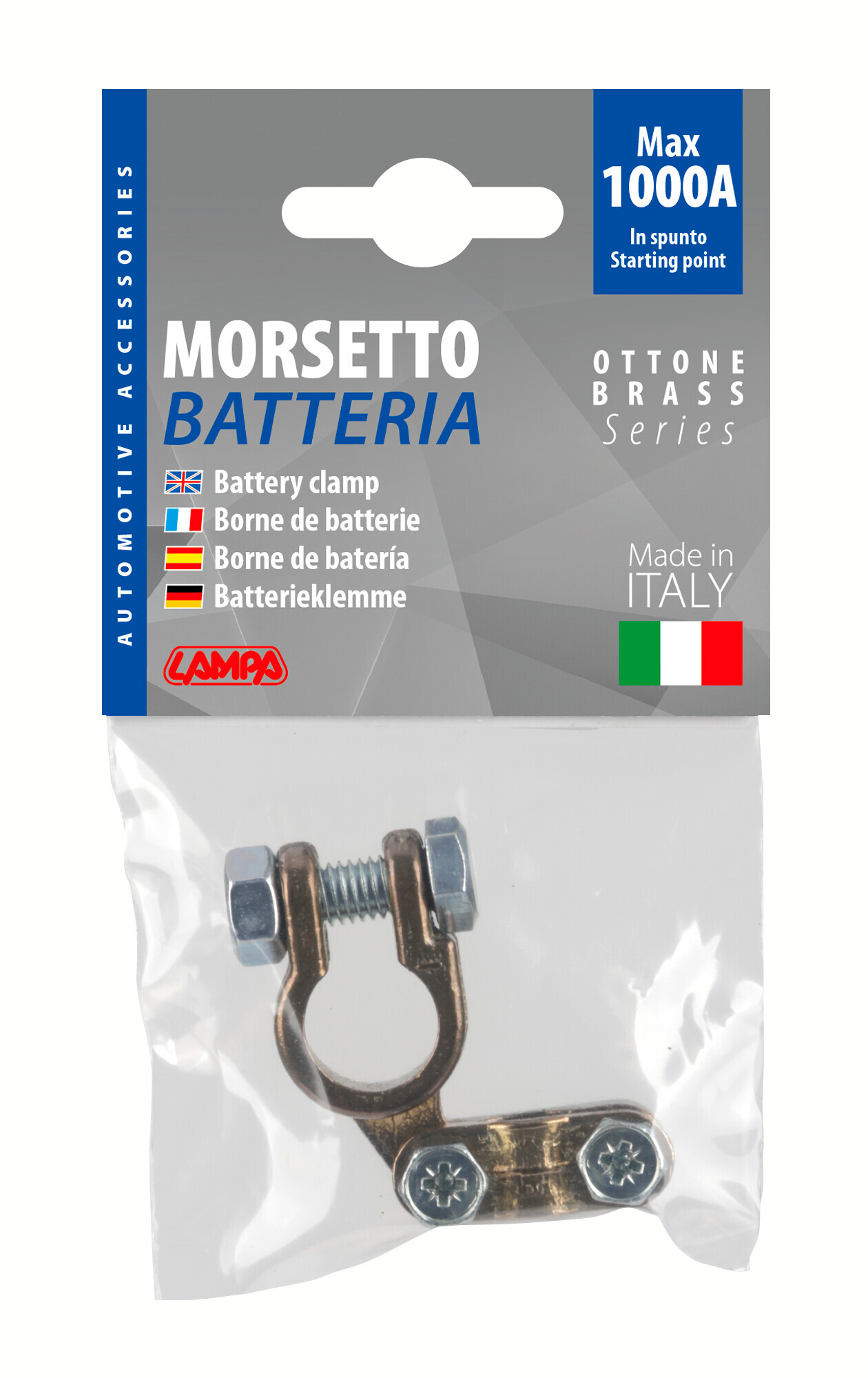 Morsetto batteria rinforzato; fissaggio cavo a piastrina - max cavo Ø 35 mm² - Polo negativo - immagine 2