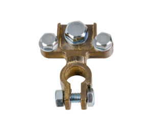 Morsetto batteria pesante; fissaggio cavo a capocorda su vite - foro capocorda Ø 8/10/8 mm - Polo positivo