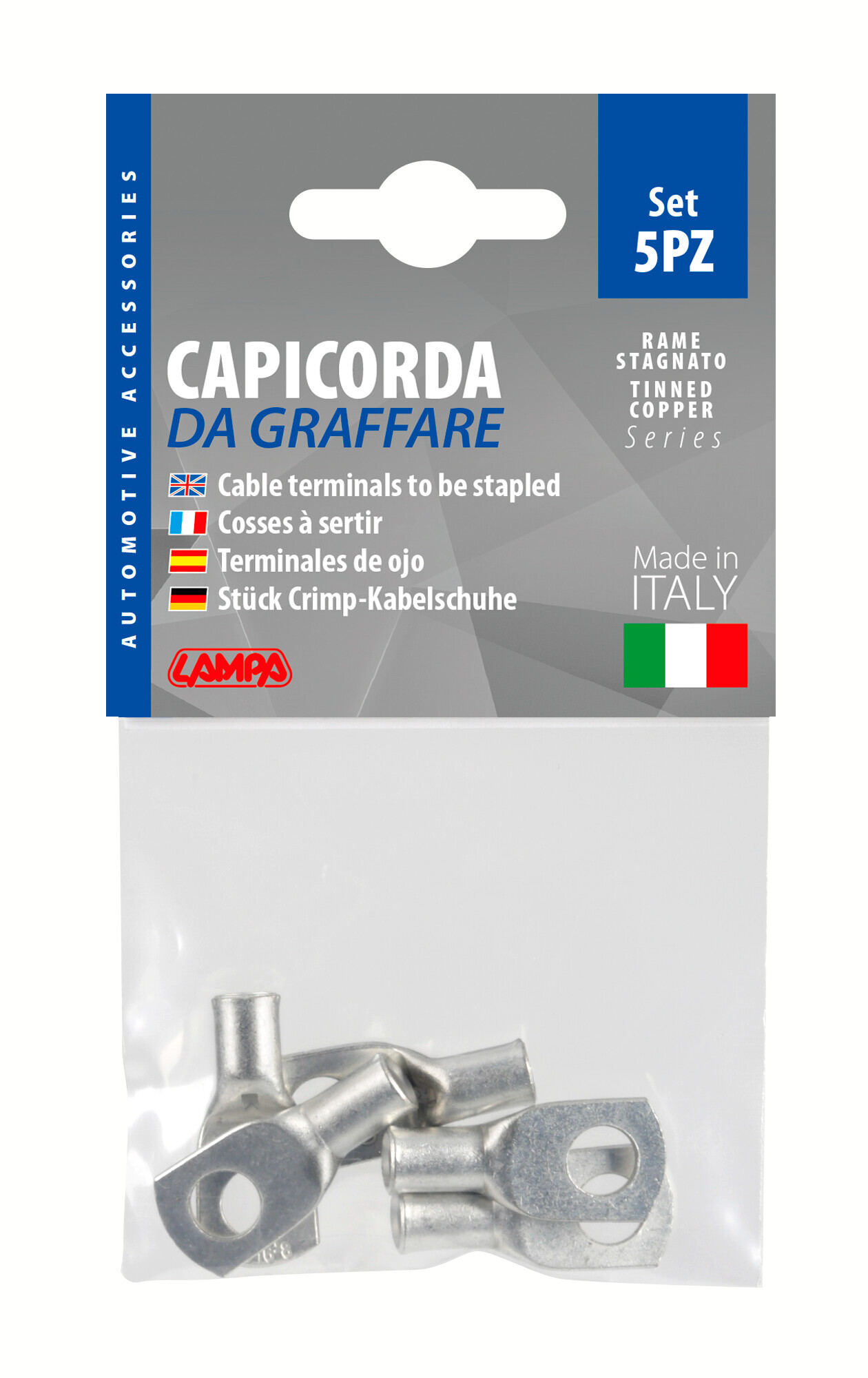 Set 5 pz capicorda da graffare in rame stagnato - sezione 16 mm² - foro 8 mm - immagine 2