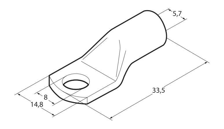 Set 5 pz capicorda da graffare in rame stagnato - sezione 16 mm² - foro 8 mm - immagine 3