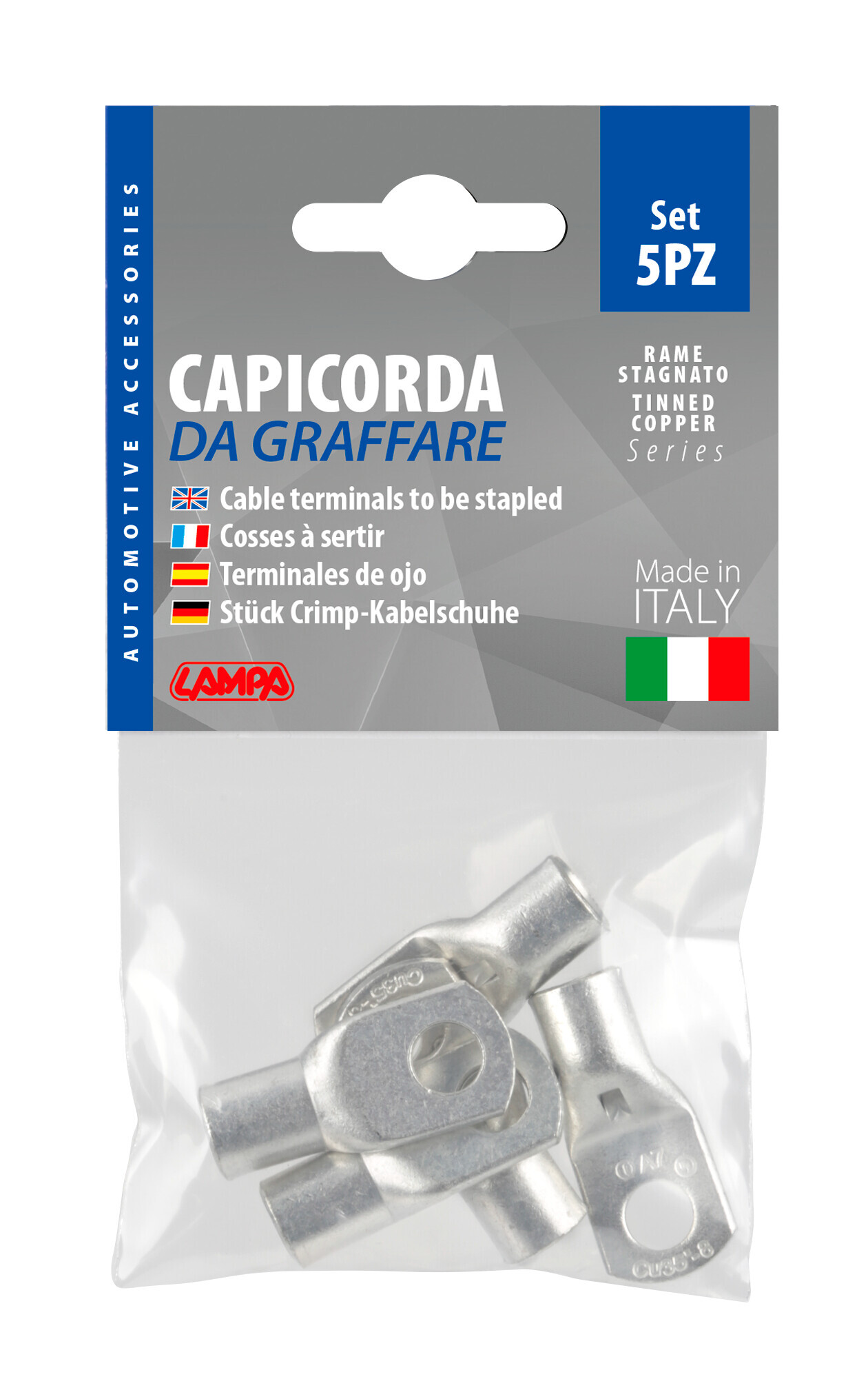 Set 5 pz capicorda da graffare in rame stagnato - sezione 35 mm² - foro 8 mm - immagine 2