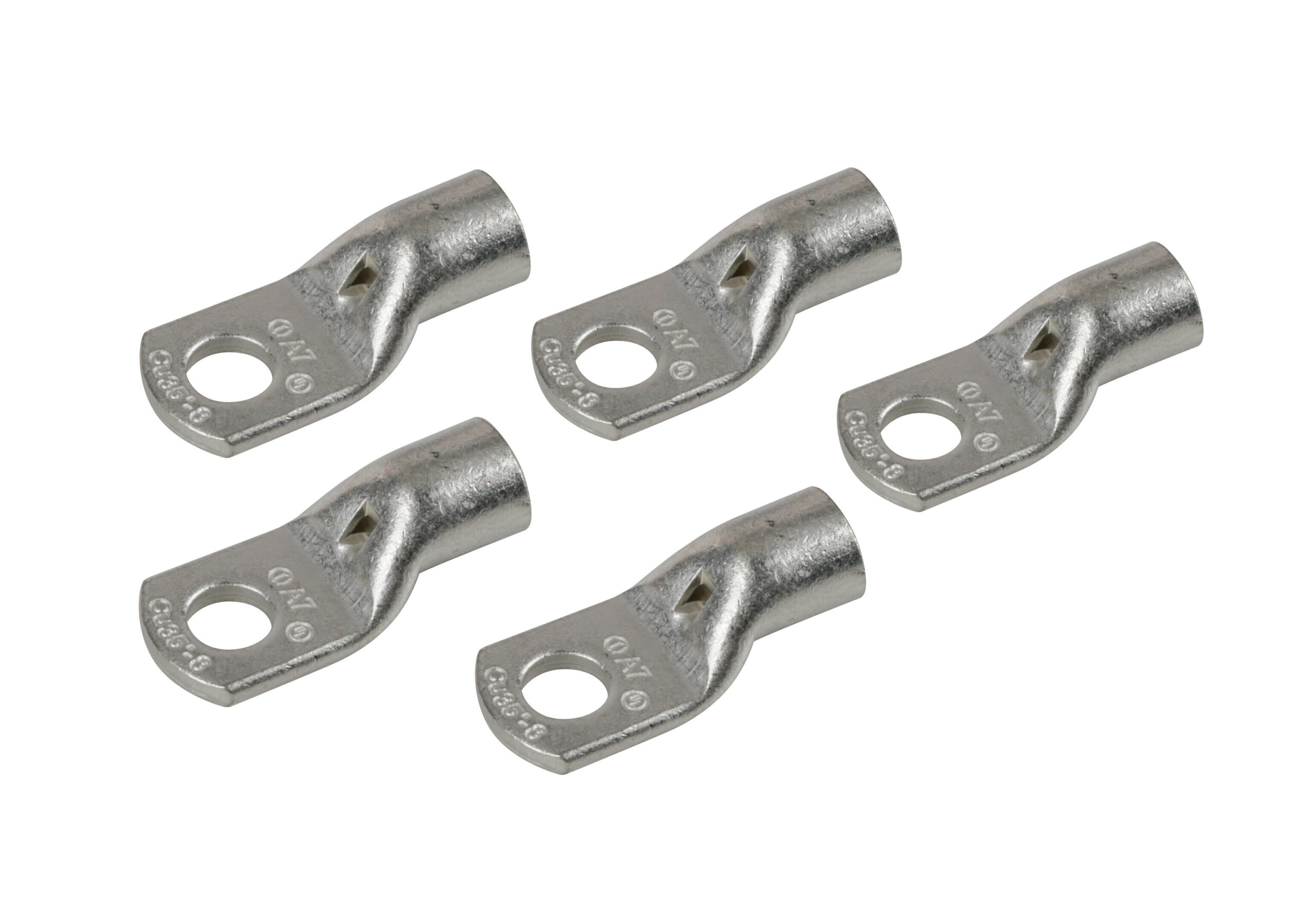 Set 5 pz capicorda da graffare in rame stagnato - sezione 35 mm² - foro 8 mm