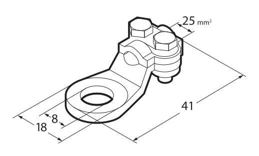 Set 2 pz capicorda di potenza in ottone nichelato, con fissaggio cavo a piastrina - Sezione 25 mm², foro 8 mm - immagine 3