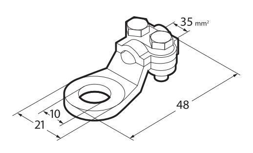 Set 2 pz capicorda di potenza in ottone nichelato, con fissaggio cavo a piastrina - Sezione 35 mm², foro 10 mm - immagine 3