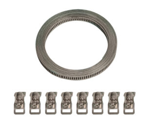 Kit nastro acciaio con 8 morsetti - 300 cm