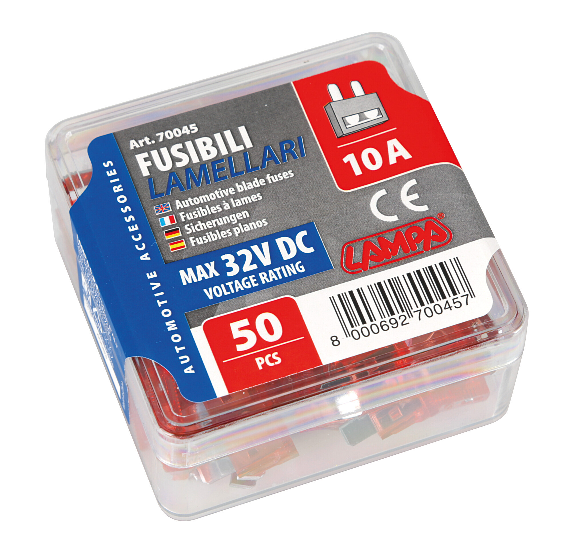 Confezione 50 fusibili lamellari, 12/32V - 10A - immagine 2