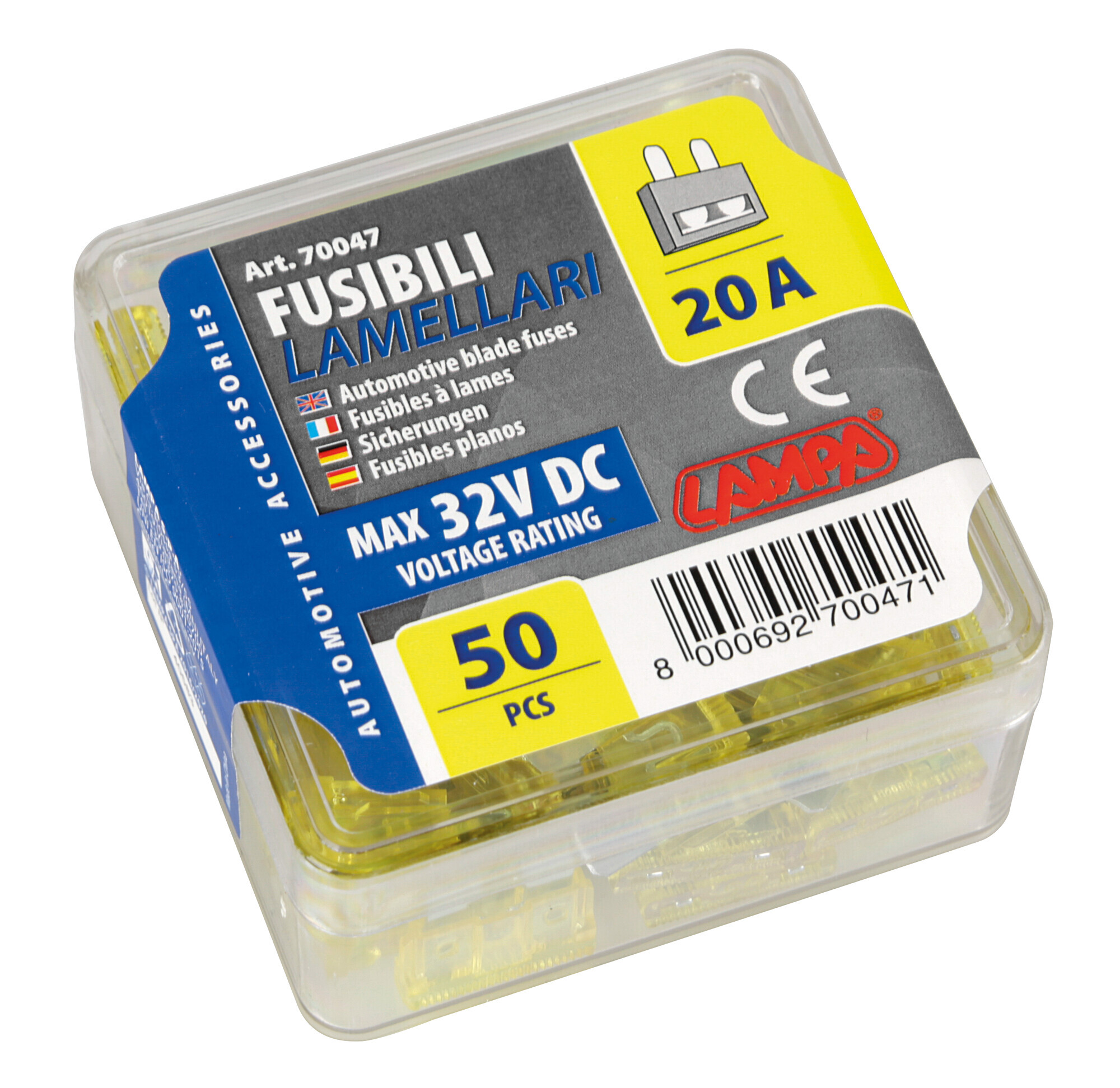 Confezione 50 fusibili lamellari, 12/32V - 20A - immagine 2