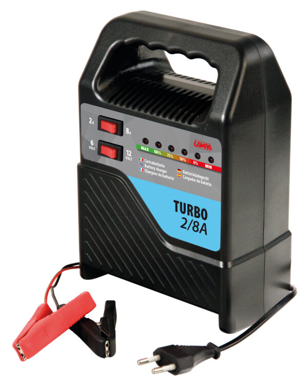 Turbo 2/8 A, caricabatteria 6/12V