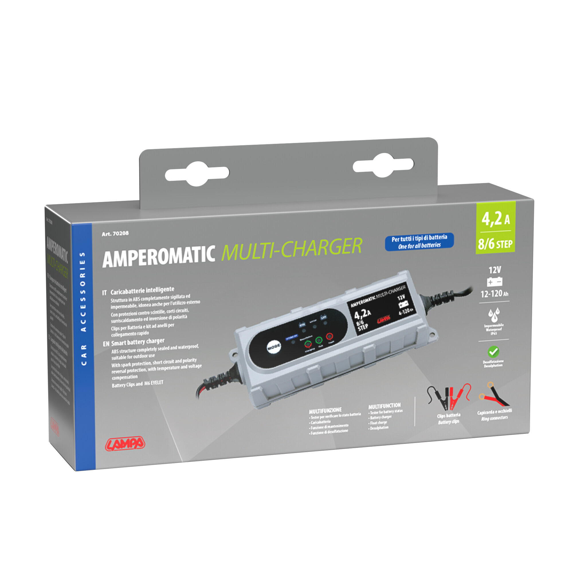 Amperomatic Multi-Charger, caricabatteria intelligente, 12V - 4,2A 2 Amperomatic Multi-Charger, caricabatteria intelligente, 12V - 4,2A - immagine 2