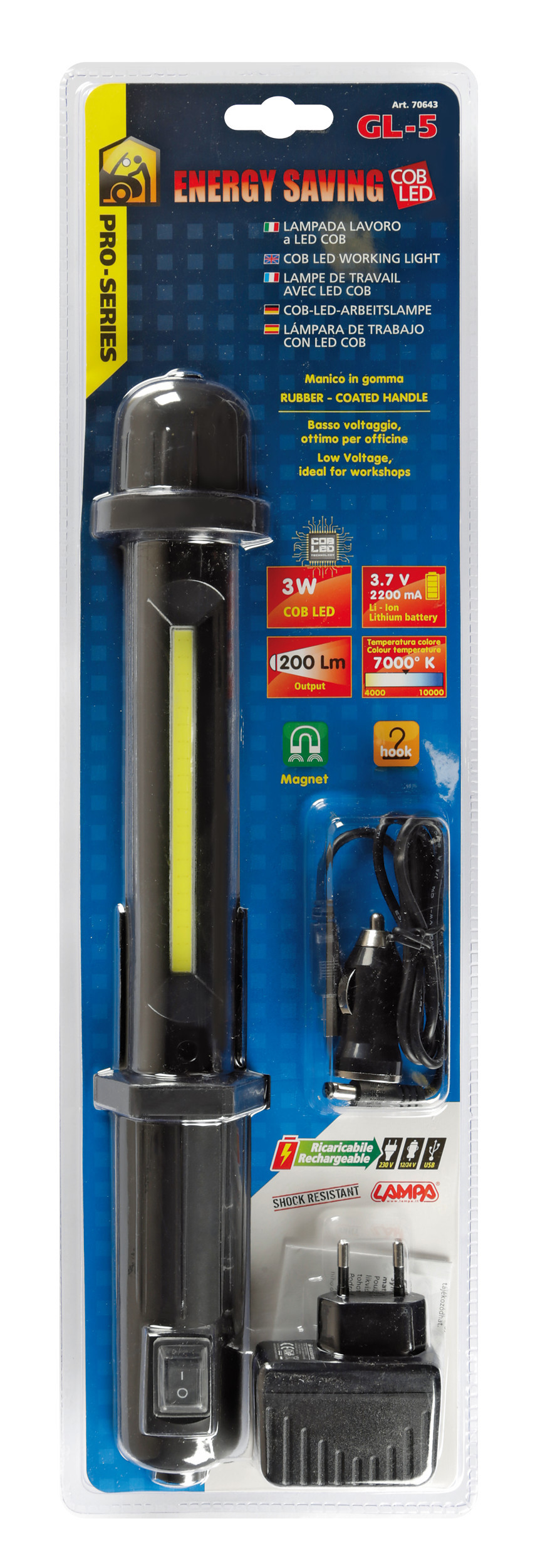 GL-5, lampada da lavoro ricaricabile a LED COB - immagine 9