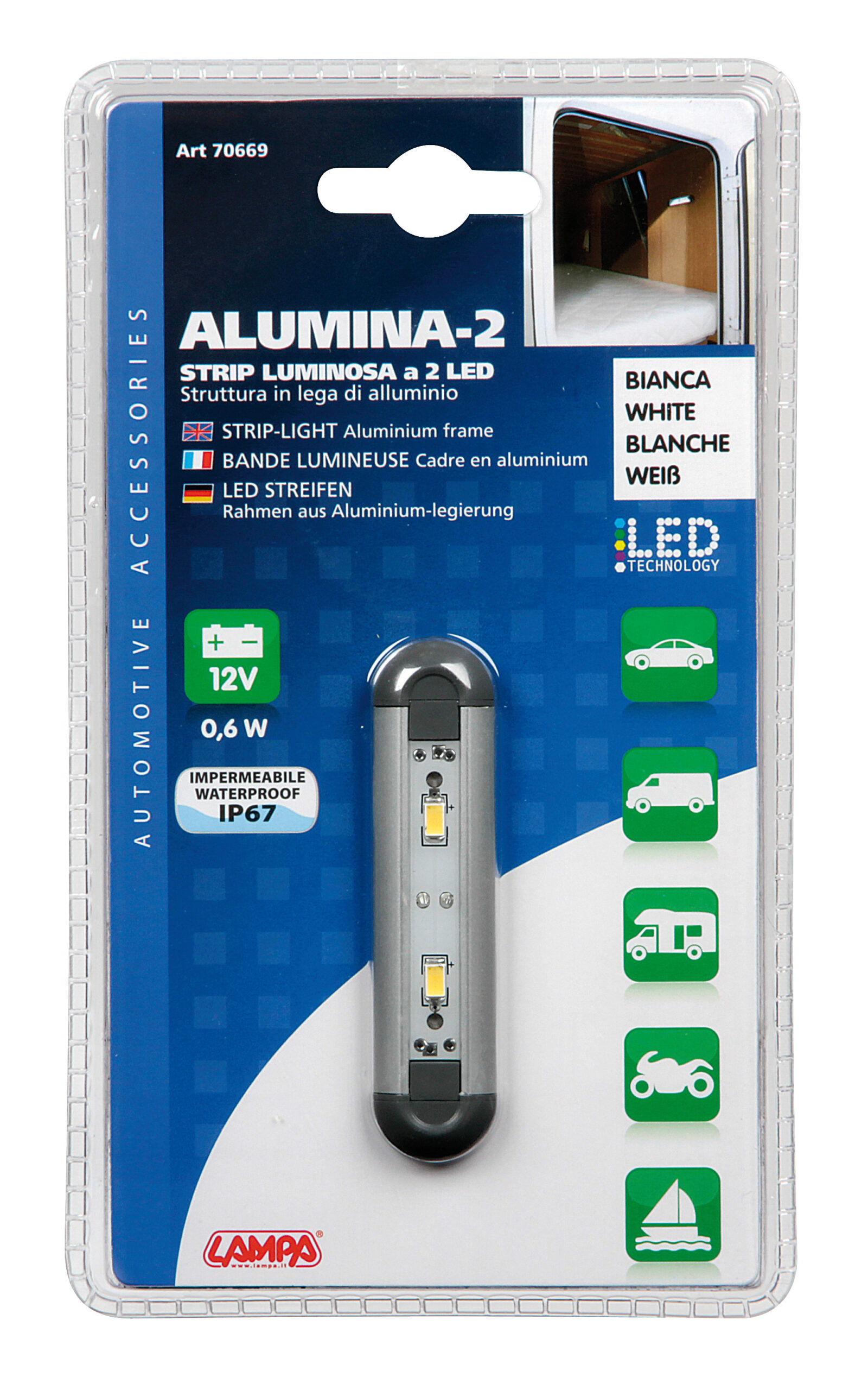 Alumina-2, strip luminosa a 2 led, 12V - immagine 3