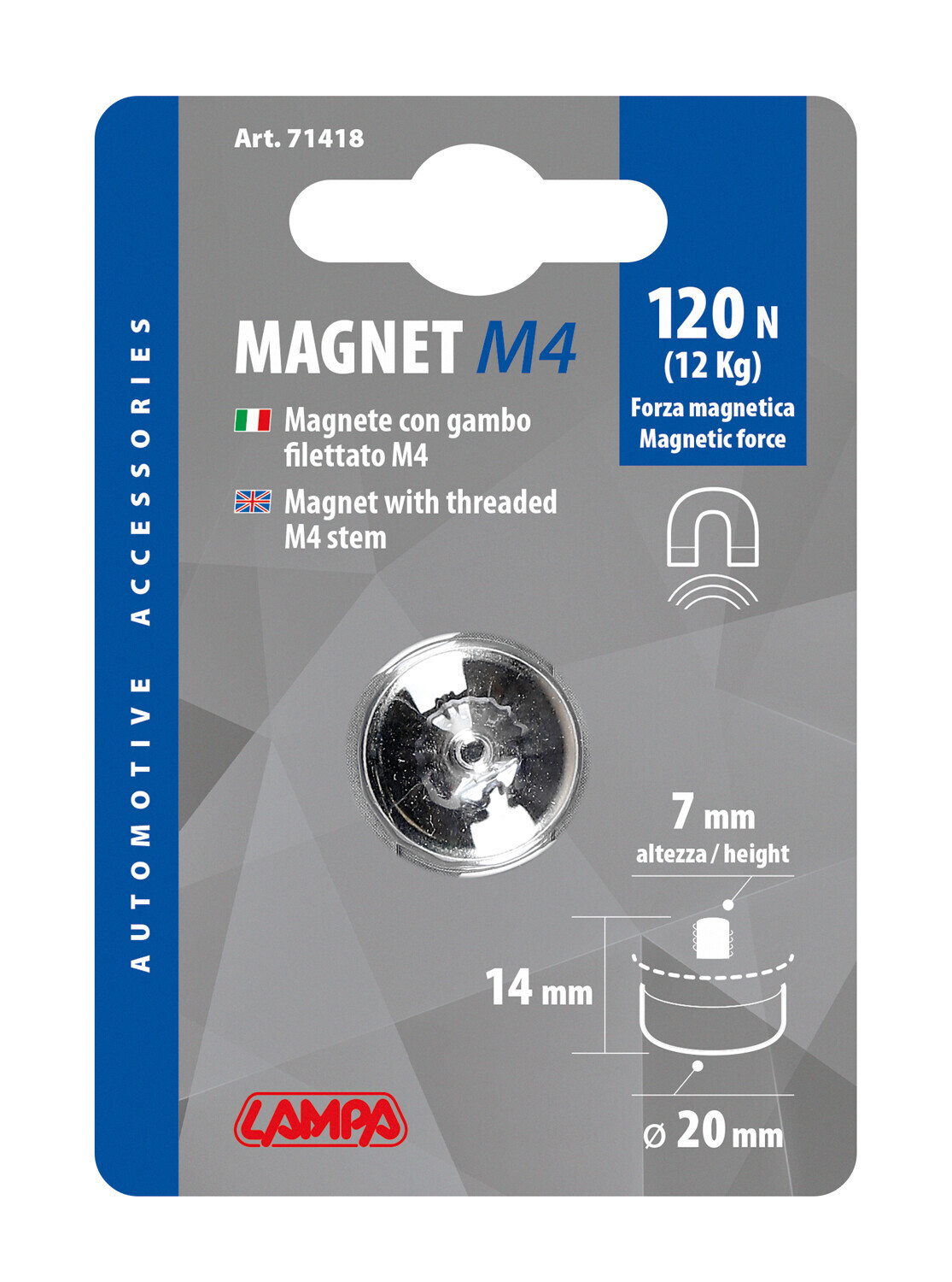 Magnet M4, magnete con gambo filettato M4 - Confezione da 3 pezzi - immagine 3