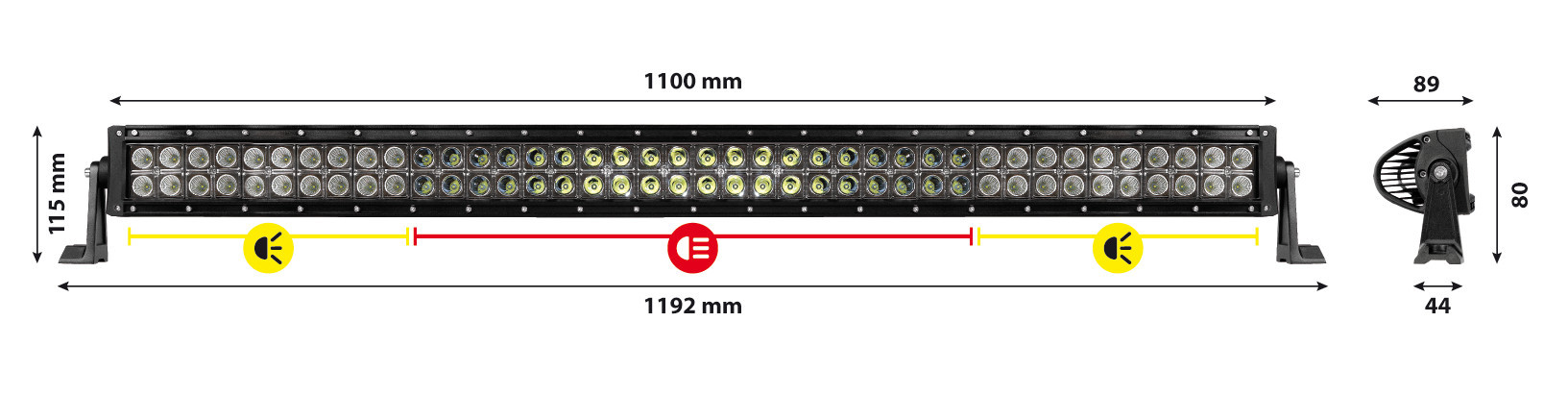 Barra a Led con struttura curva in alluminio, 12/24V - 110 cm - immagine 5