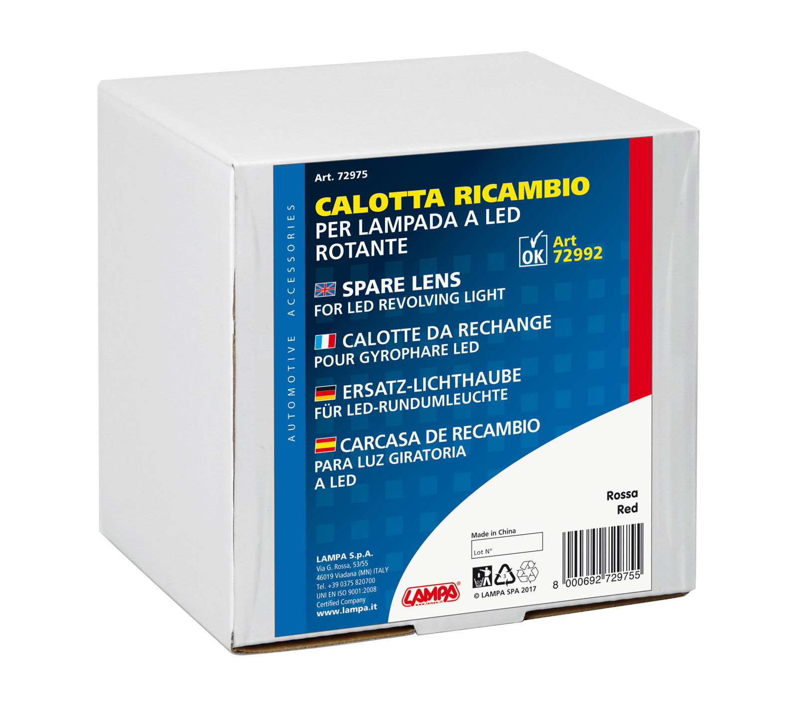 Calotta ricambio per luce di segnalazione art. 72992/72994 - Rosso - immagine 2