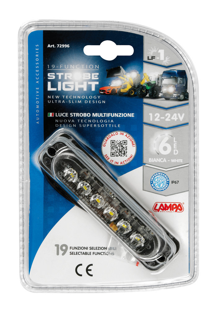 Luce strobo multifunzione - 6 Led - 12/24V - Bianco - immagine 3