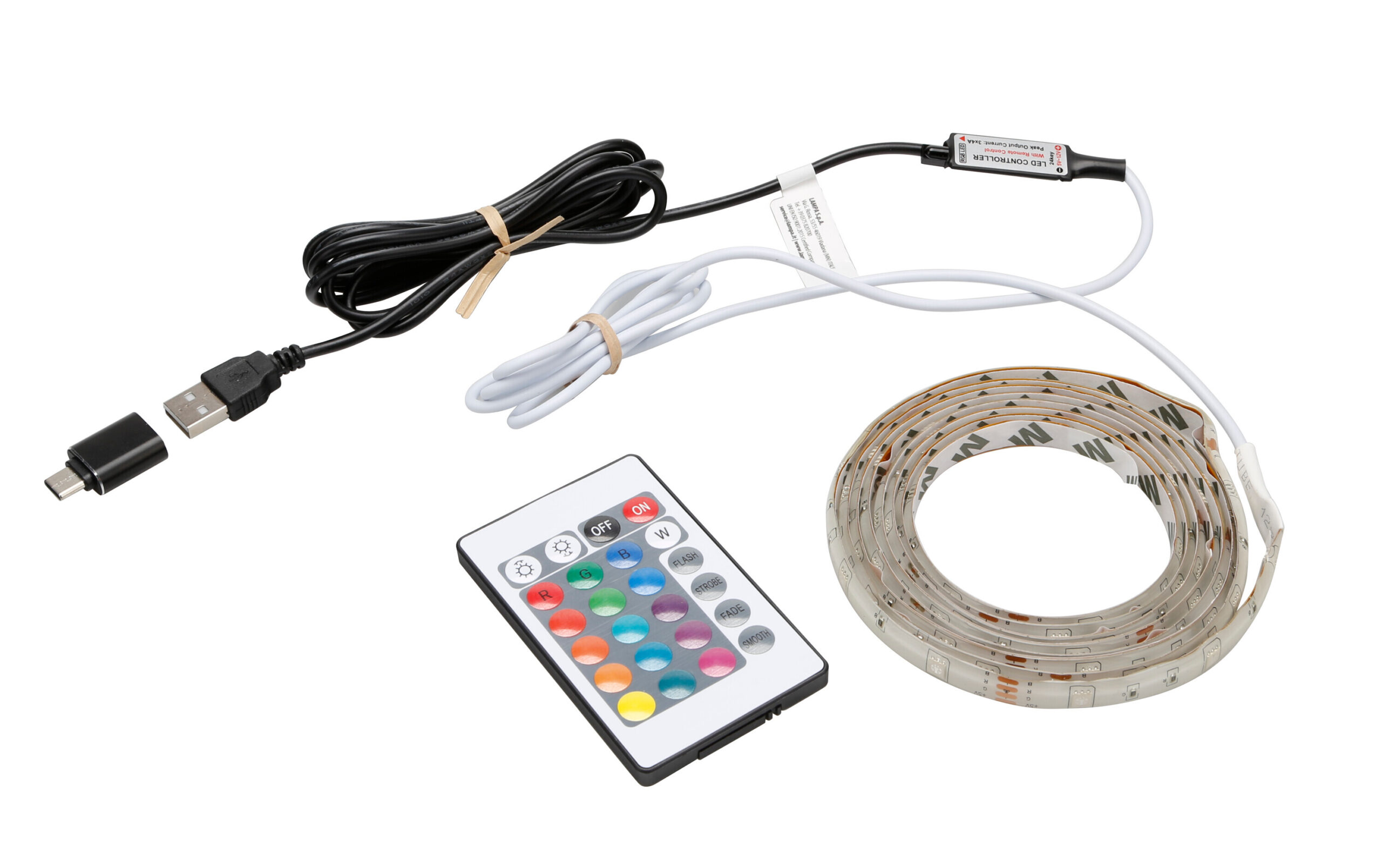 Striscia adesiva a Led RGB, USB - 200 cm