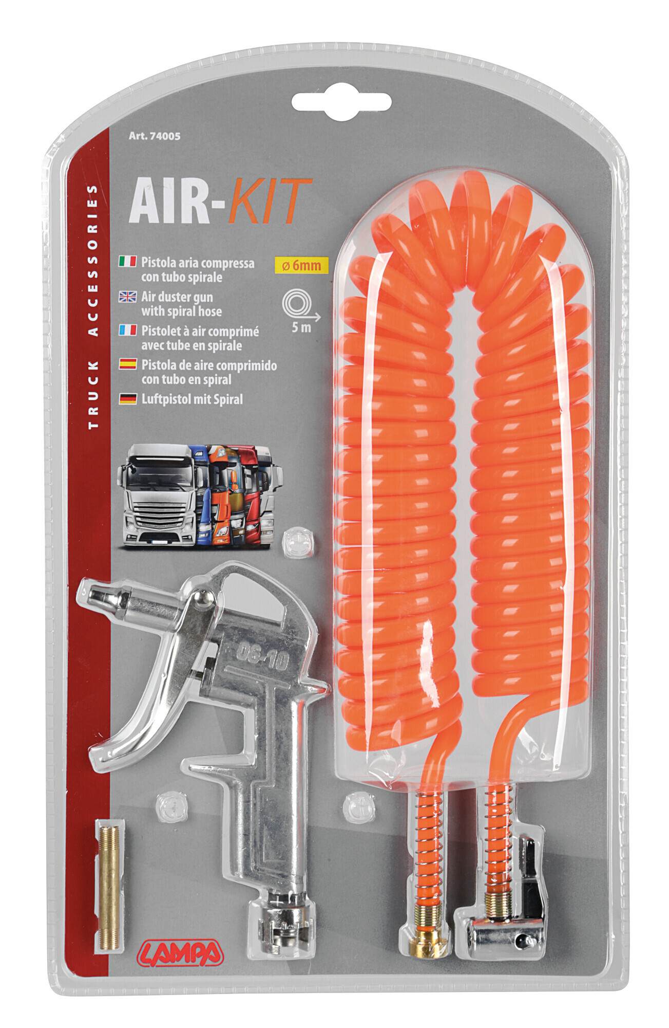 Air-Kit, Tubo a spirale 5 m + pistola aria compressa - immagine 2