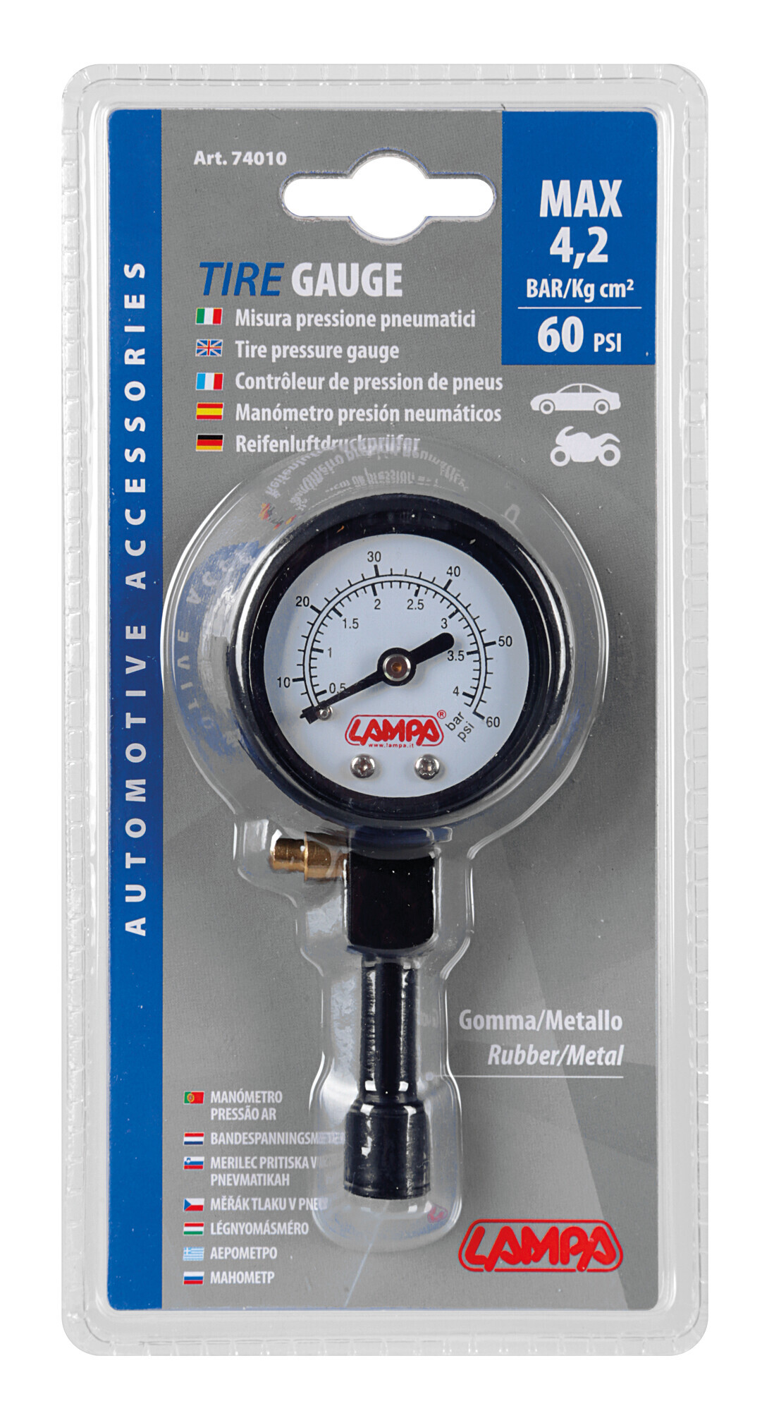 Misura pressione pneumatici in gomma/metallo - max 4,2 bar / 60 psi - immagine 2