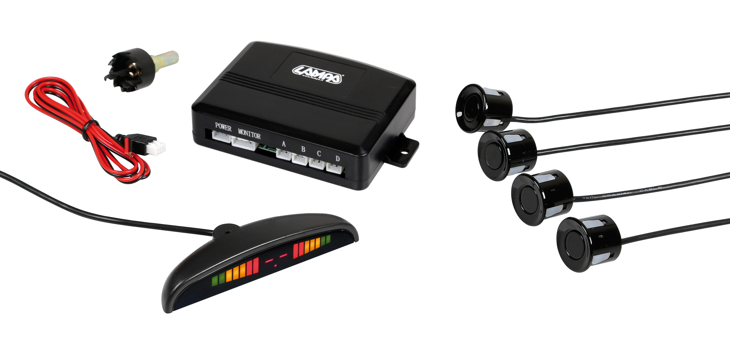 Setay S4, kit 4 sensori parcheggio con display digitale, 12V