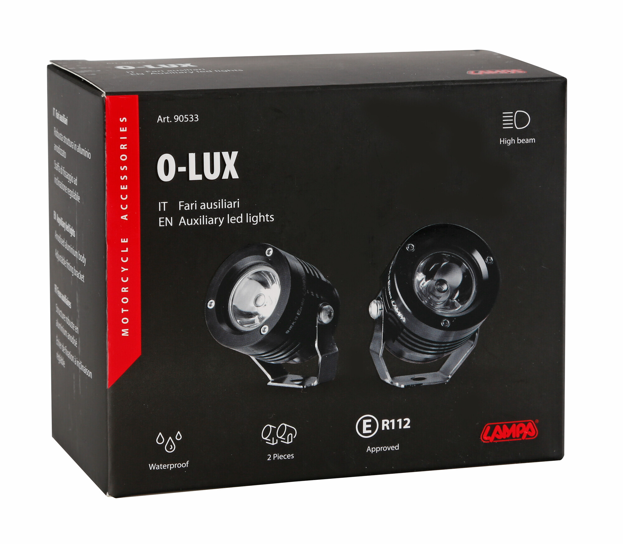 O-Lux, coppia fari ausiliari a led, 12V - Nero - immagine 2