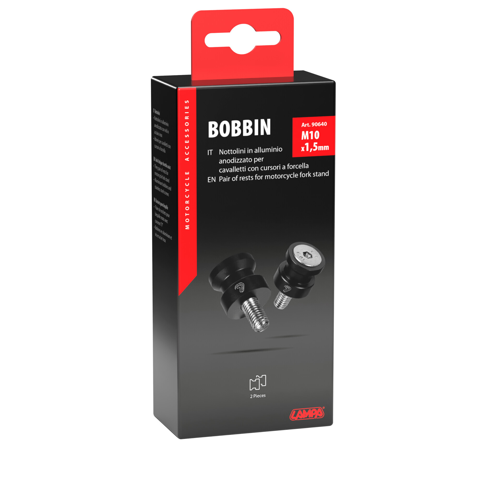 Coppia supporti cavalletto - M10x1,50 mm - Nero - immagine 2