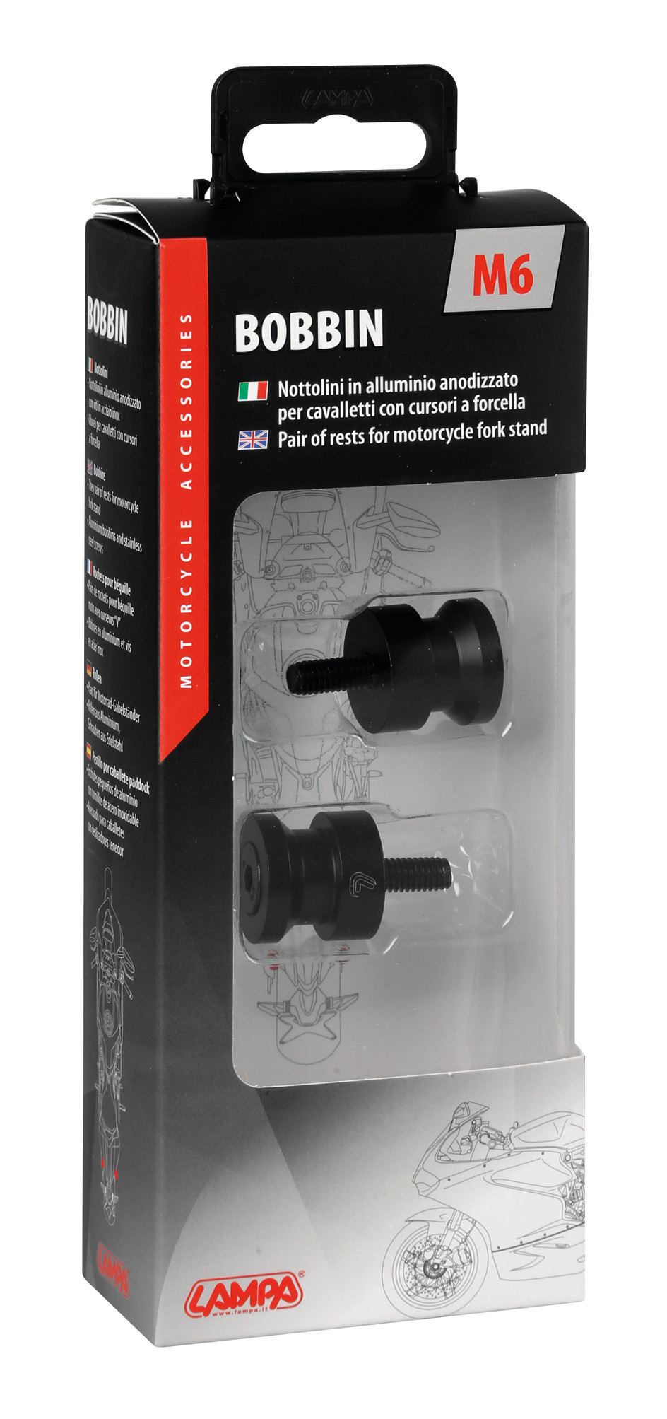 Coppia supporti cavalletto - M6x1 mm - Nero - immagine 2