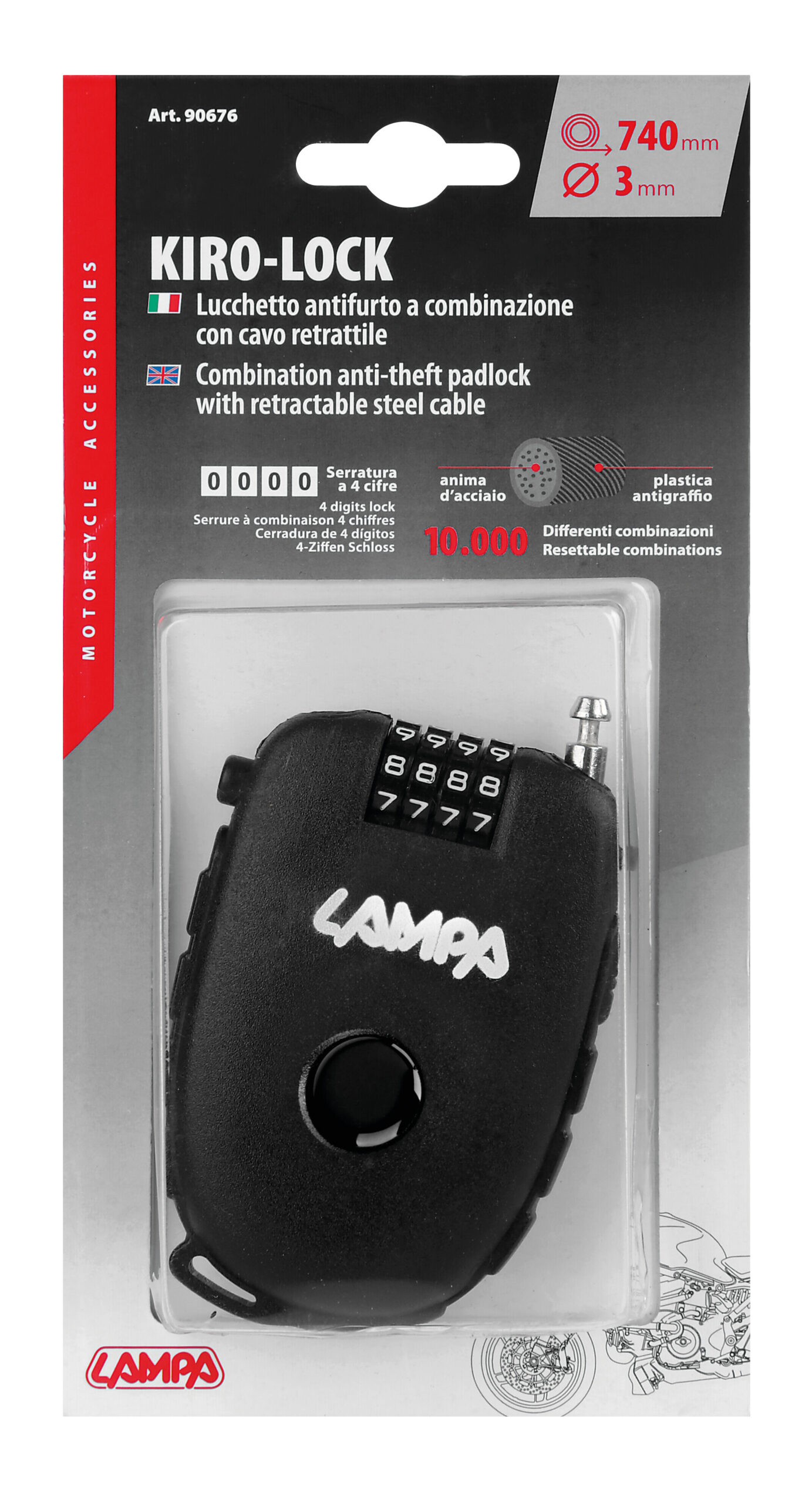 Kiro-Lock, lucchetto antifurto a combinazione - immagine 3