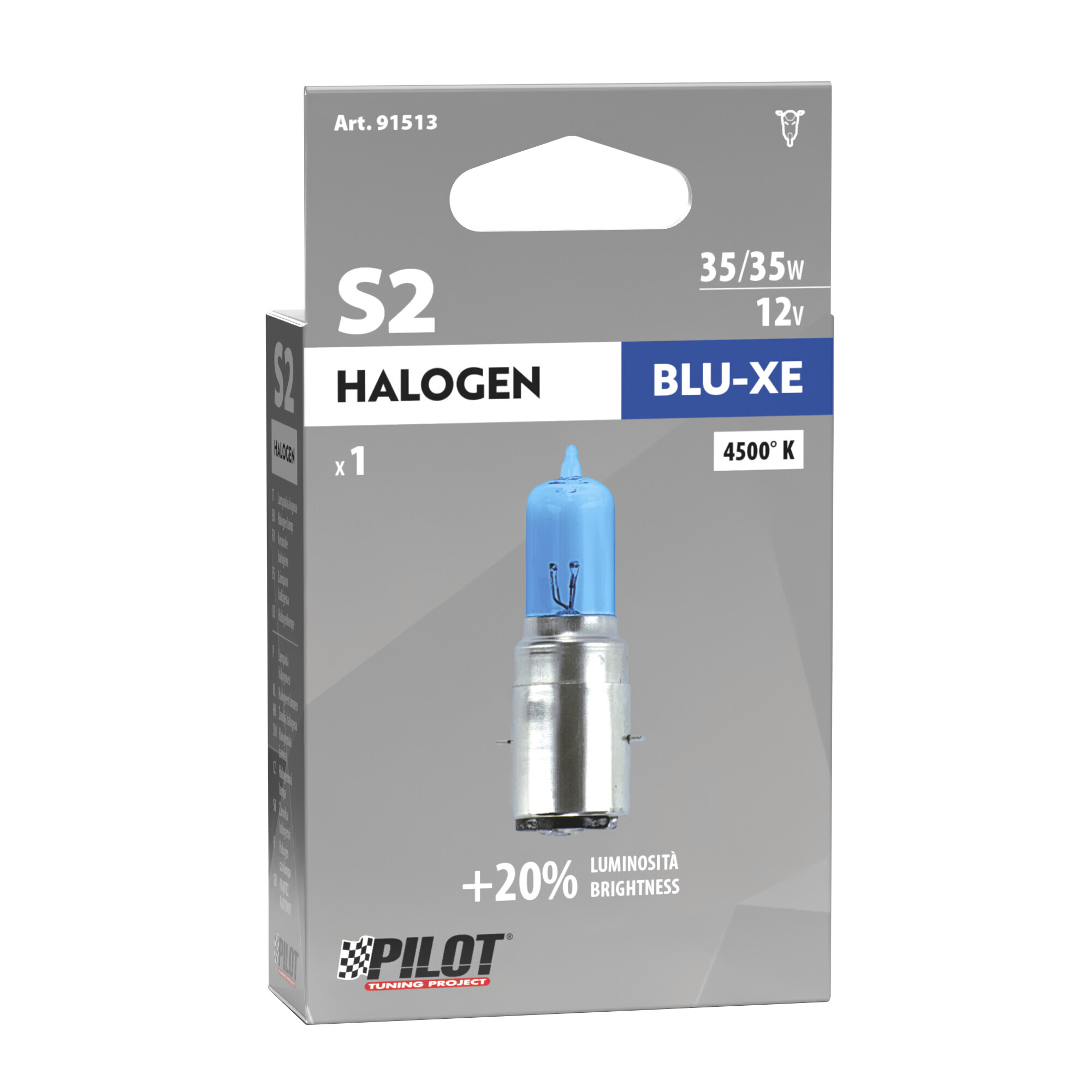 12V Lampada alogena Blu-Xe - S2 - 35/35W - BA20d - 1 pz - Scatola - immagine 2