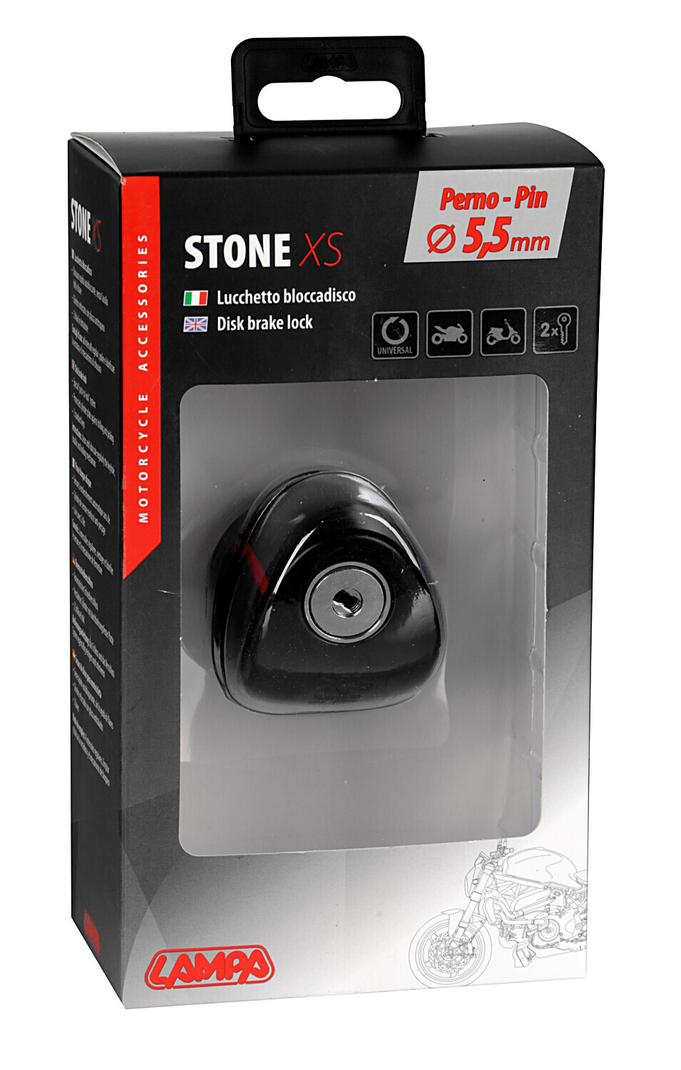Stone XS, lucchetto bloccadisco - Perno Ø 5,5 mm - Nero - immagine 2