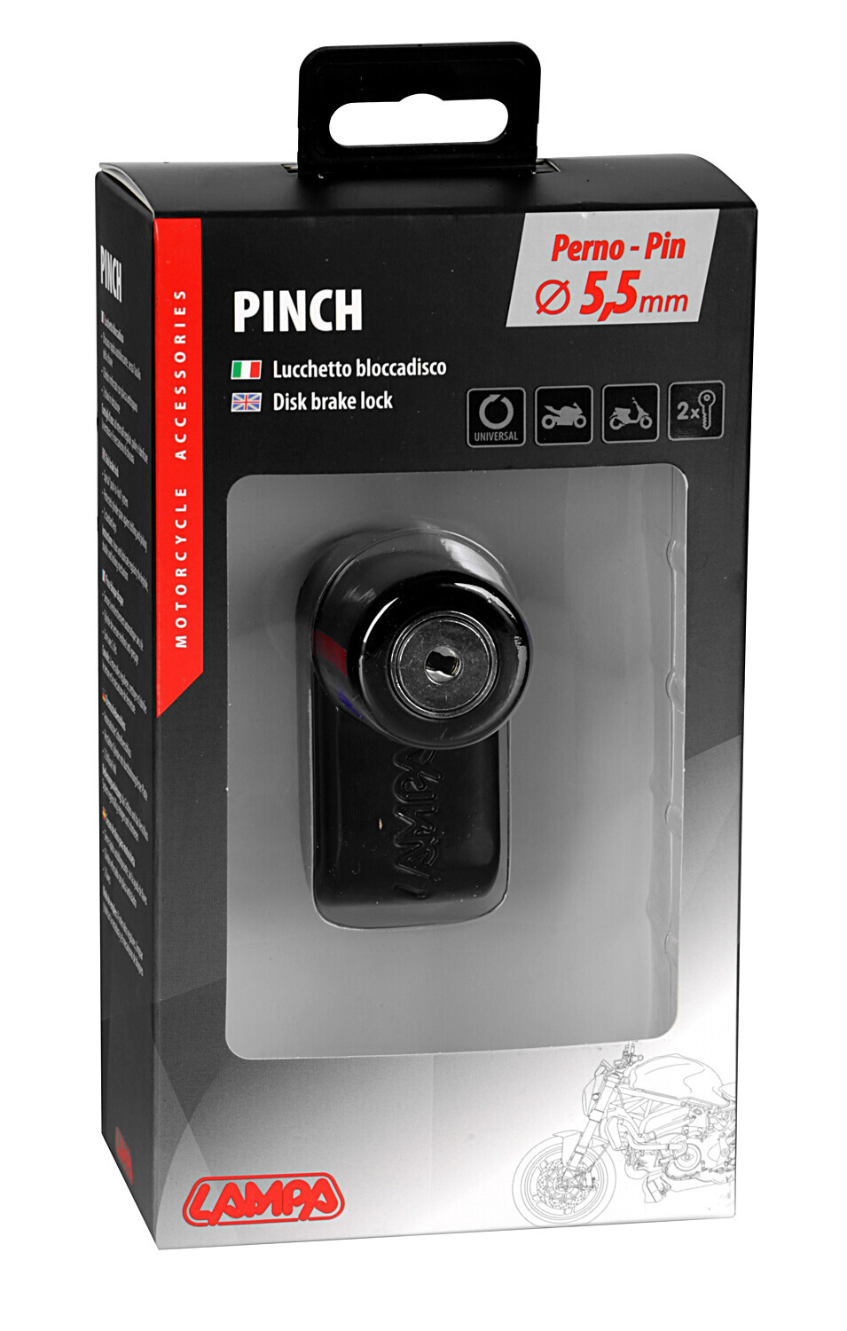 Pinch, lucchetto bloccadisco - Perno Ø 5,5 mm - Nero - immagine 2