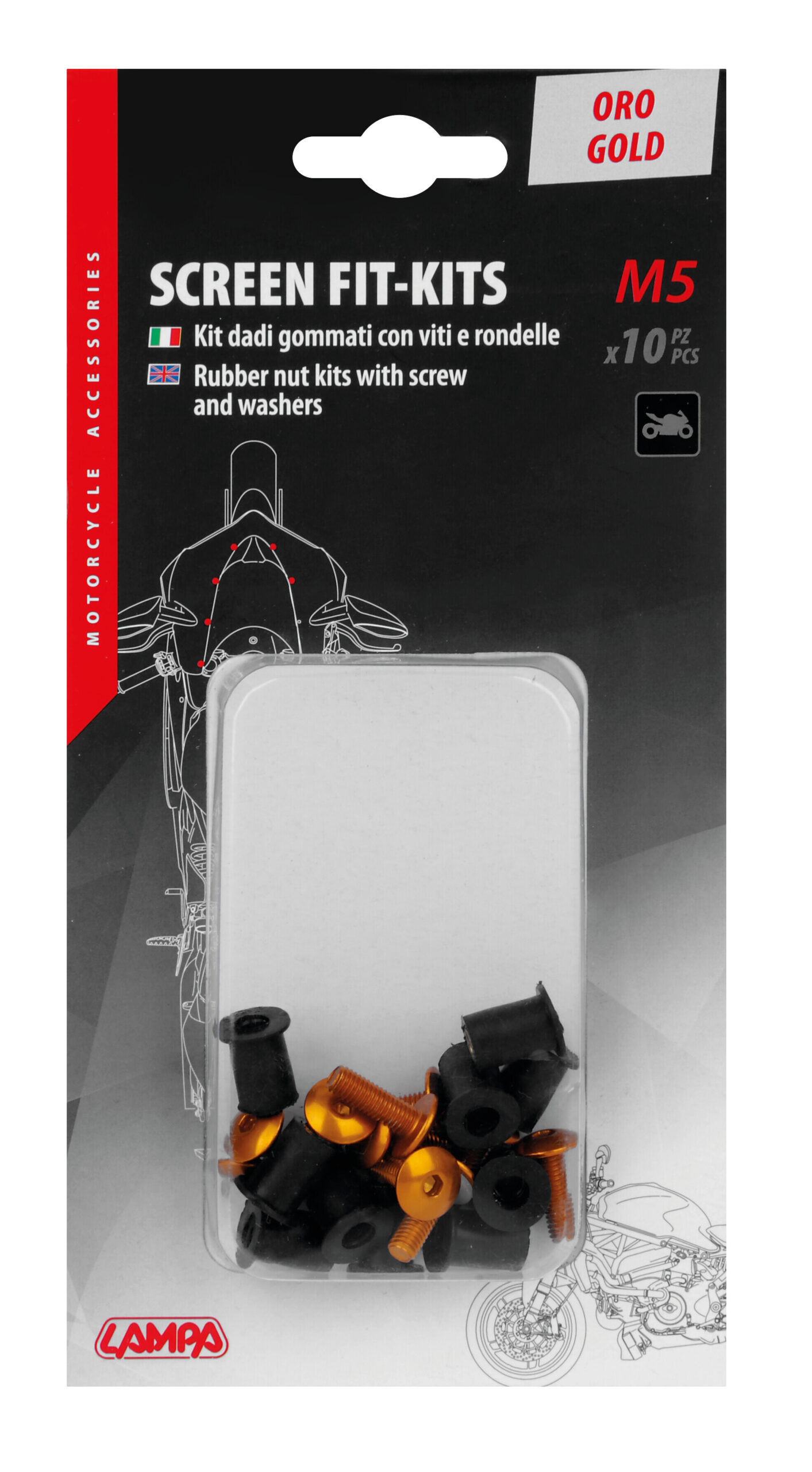 Screen Fit-Kits, kit dadi gommati con viti e rondelle (5 MA) - 10 pz - Oro 3 Screen Fit-Kits, kit dadi gommati con viti e rondelle (5 MA) - 10 pz - Oro - immagine 3