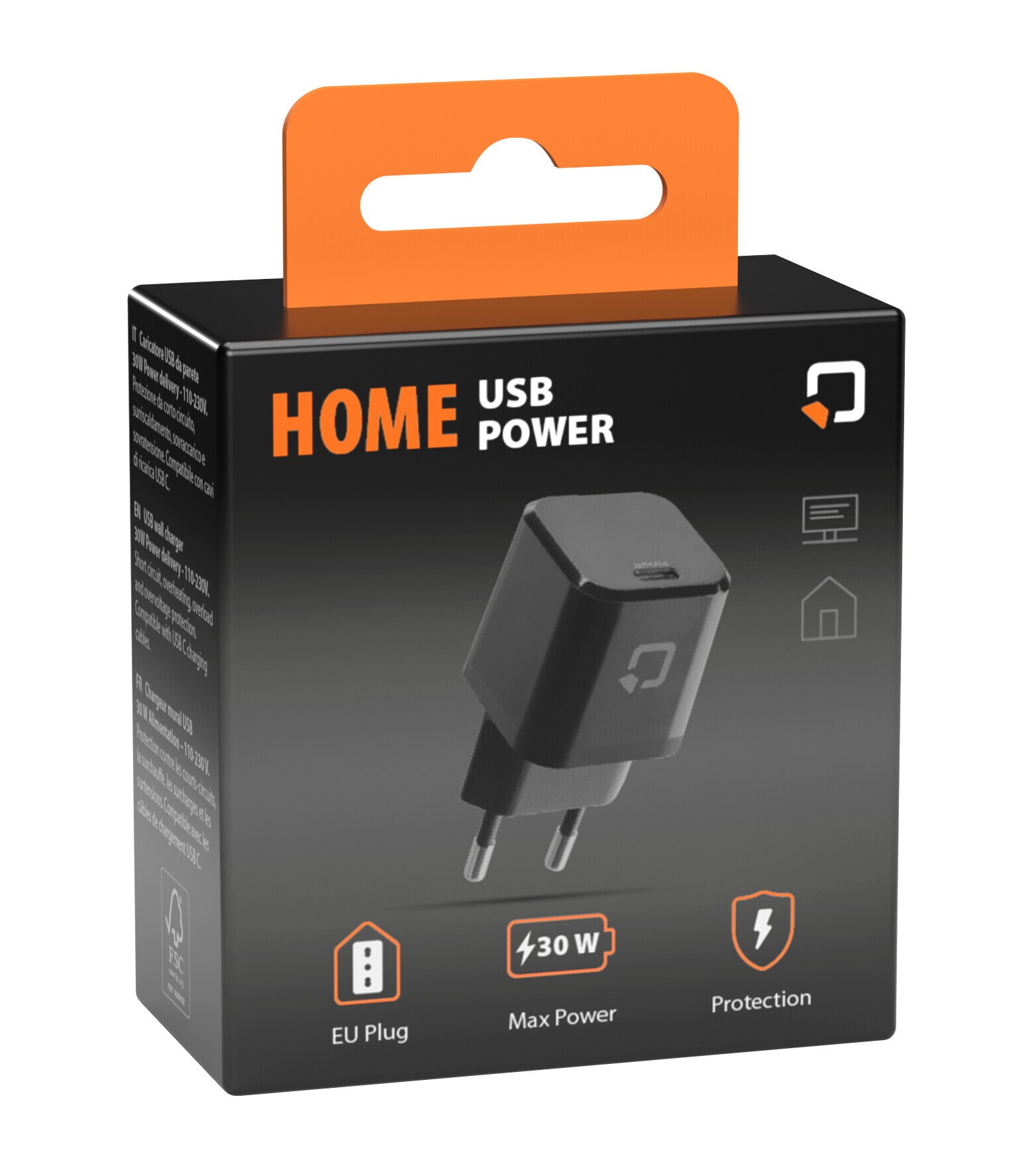Home Usb Power, caricatore USB C da rete - PD - 30W - 110/230V - immagine 2