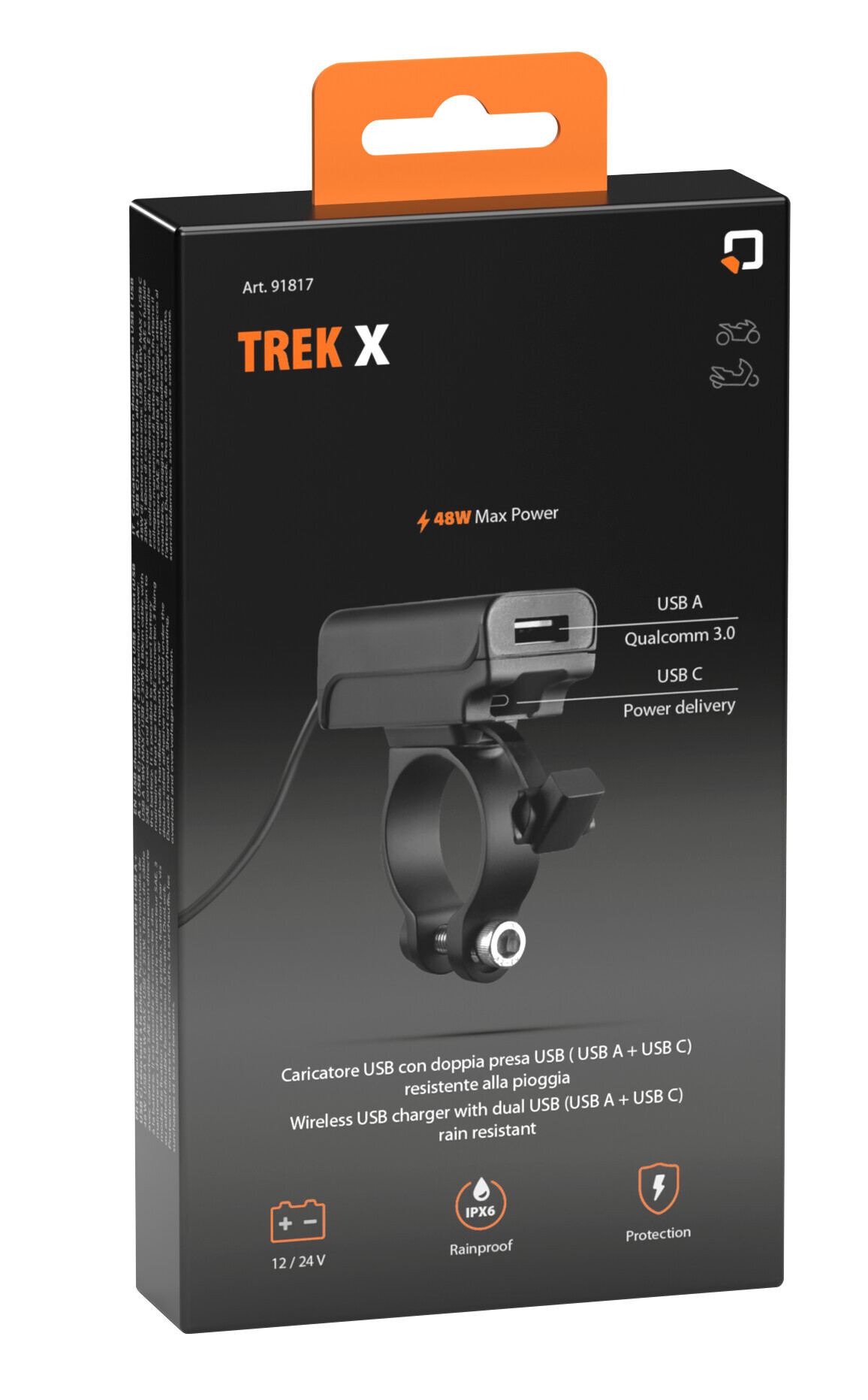 Trek X, Caricatore usb con doppia presa USB (USB A + USB C) resistente alla pioggia 6 Trek X, Caricatore usb con doppia presa USB (USB A + USB C) resistente alla pioggia - immagine 6