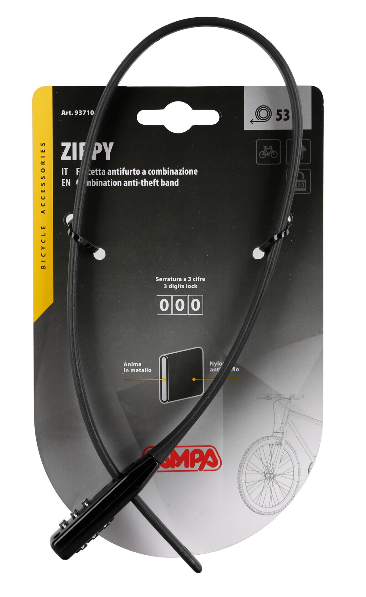 Zippy, cavo antifurto a combinazione - 53 cm - immagine 4