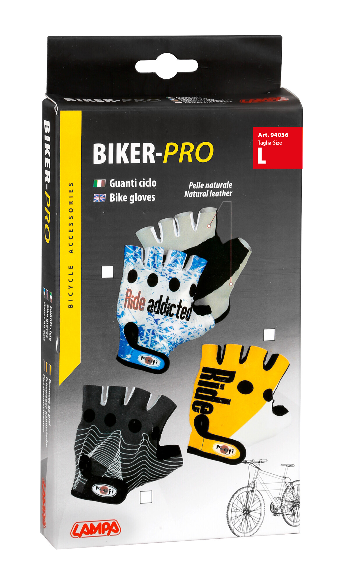 Biker-Pro, guanti in pelle e lycra - L - immagine 4