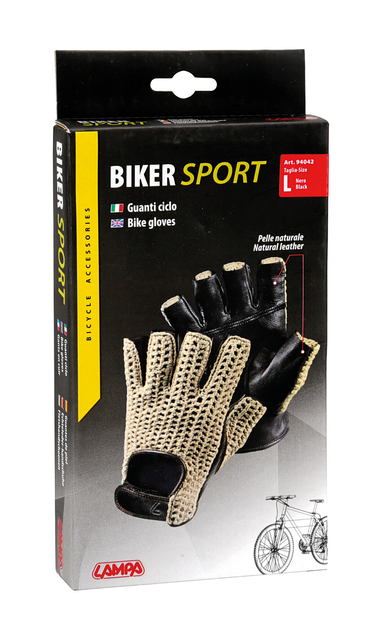 Sport, guanti in pelle e cotone - L - Nero - immagine 2