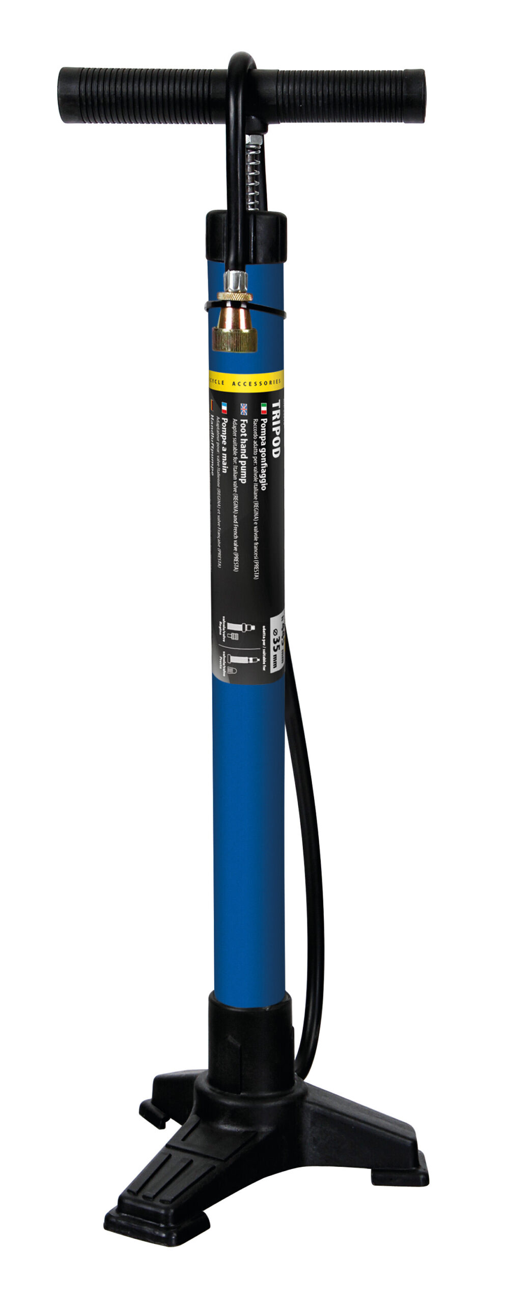 Pompa gonfiaggio tre-piedi in acciaio - H 440 mm - Ø 35 mm - immagine 2