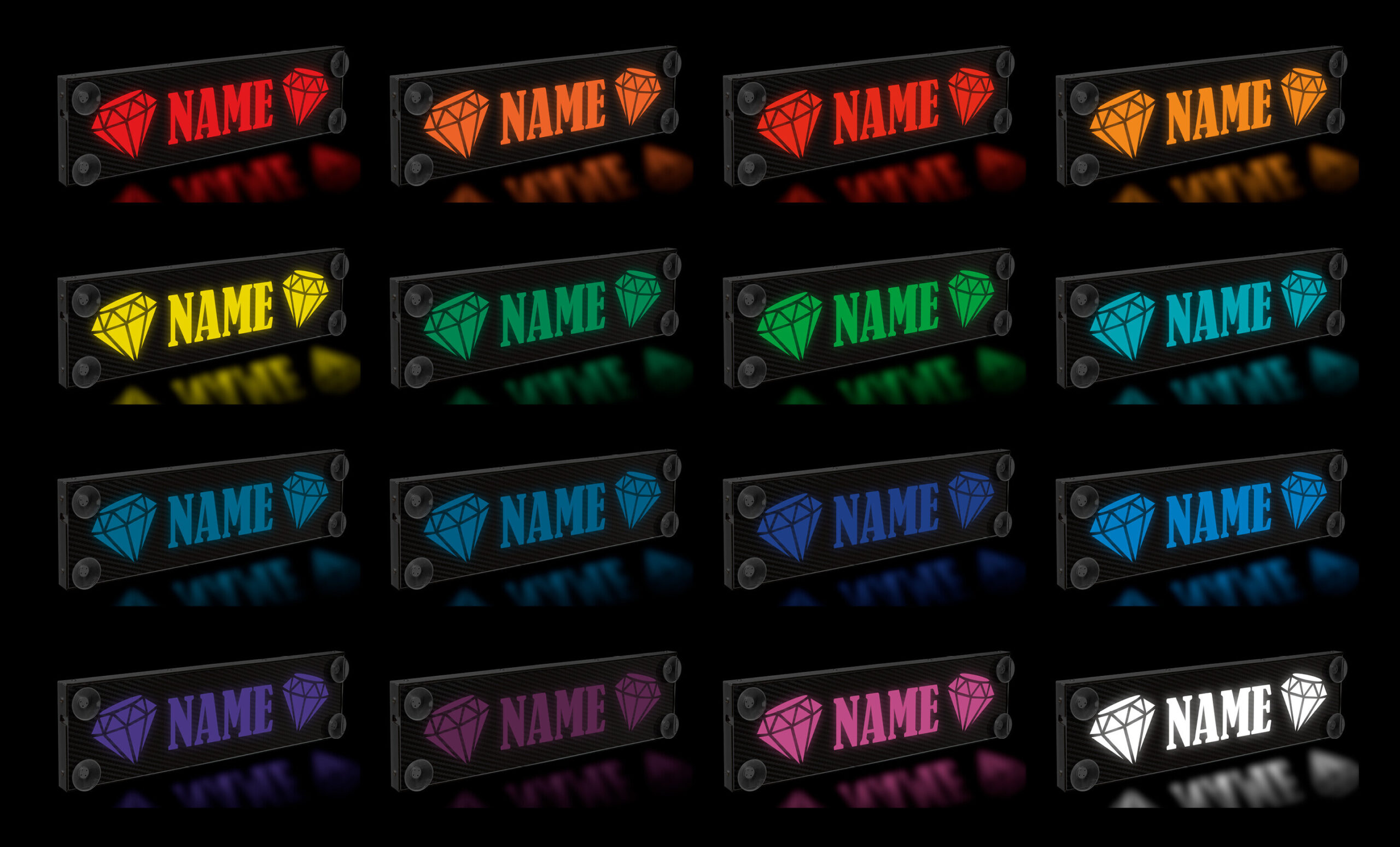 Carbon Look, tabella personalizzabile a Led, 12/24V - 100x13,5 cm - 9-11 caratteri - immagine 4