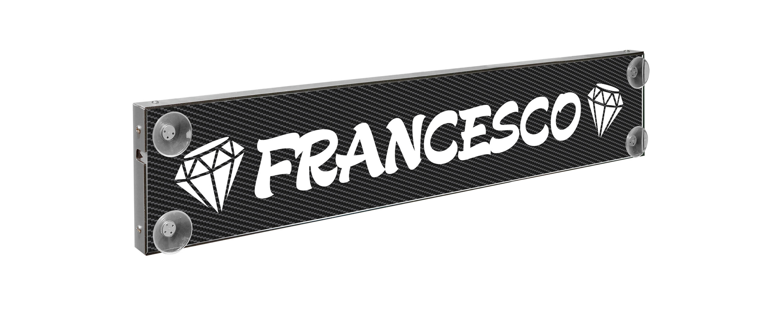 Carbon Look, tabella personalizzabile a Led, 12/24V - 75x13,5 cm - 6-8 caratteri