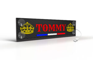 Led Mono Carbon Drive, tabella personalizzabile a Led, USB - 90x13,5 cm - 9-11 caratteri