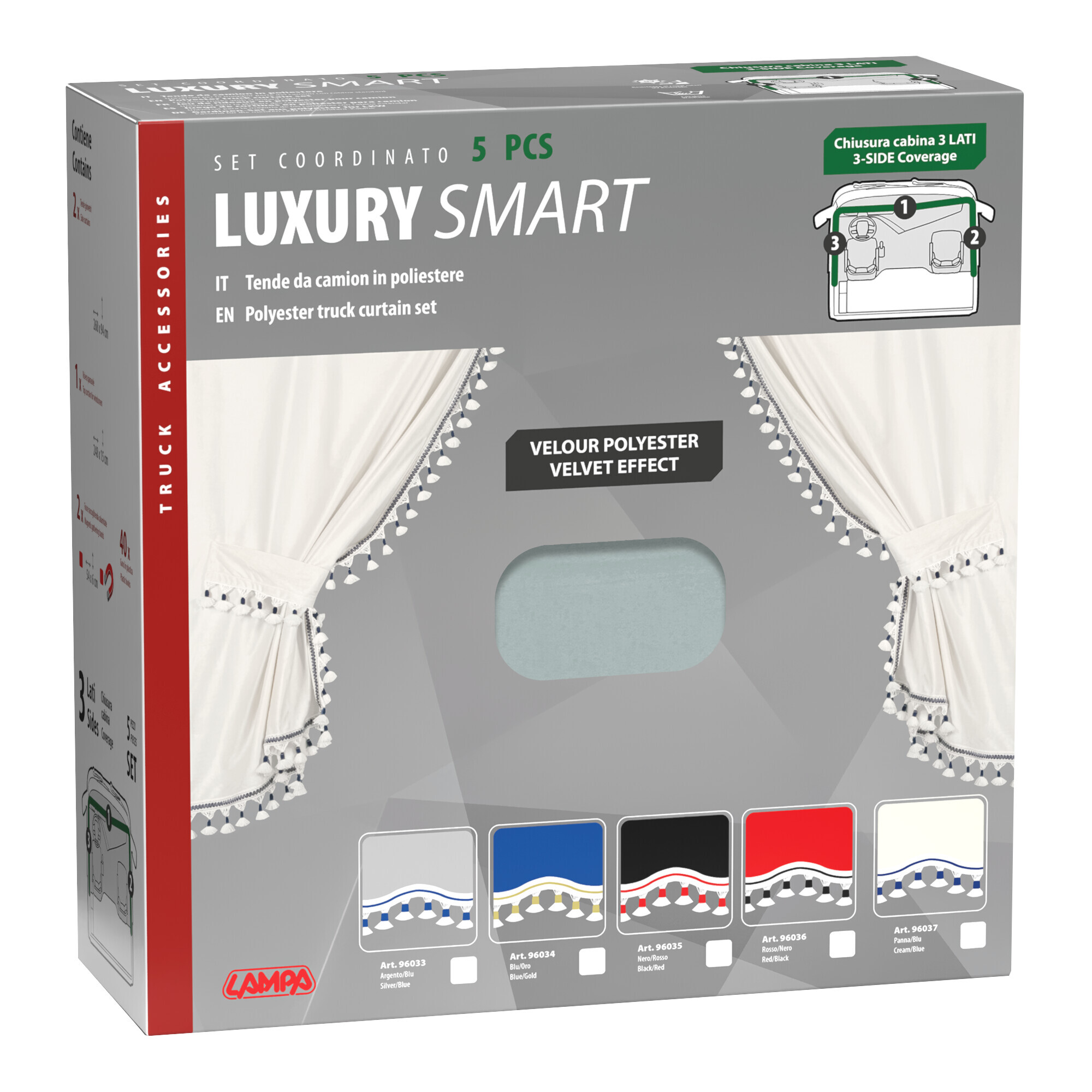 Luxury Smart, set tende in poliestere per camion - Argento/Blu - immagine 4