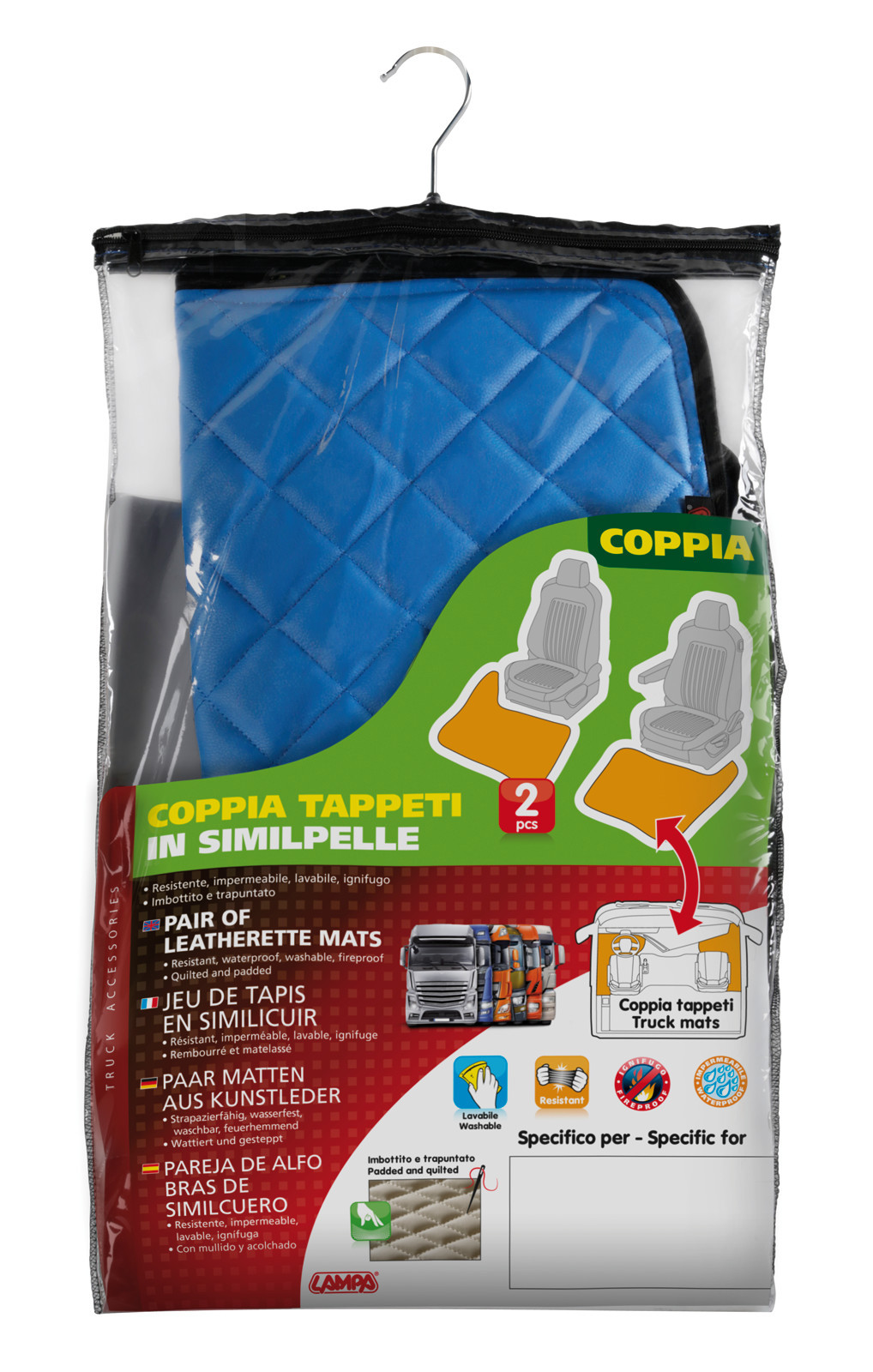 Coppia tappeti in Skeentex - Blu - compatibile per Iveco Stralis (08/02>12/12) - Iveco Stralis (07/12>12/19) - Iveco Stralis Hi-Way (07/12>08/16) - Iveco Stralis XP (09/16>12/19) - immagine 2